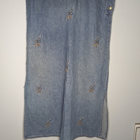 Y2K Vintage Cottagecore Floral denim Maxi Dress Woman's Medium - Picture 3 of 4